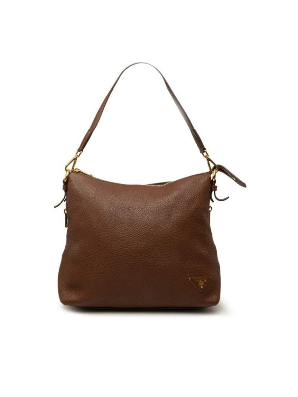Prada Shoulder Bag Brown Vitello Daino Leather